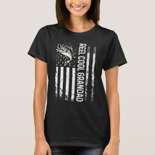 Mens Fishing Usa Flag Reel Cool Grandad For Dad Hu T-Shirt