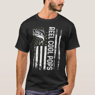 Mens Fishing Usa Flag Reel Cool Pops For Daddy Hus T-Shirt