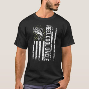 Mens Fishing Usa Flag Reel Cool Uncle For Daddy Hu T-Shirt