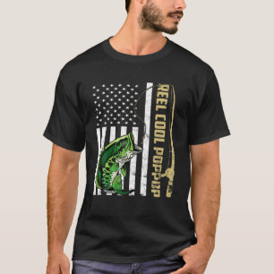 Mens Flag Vintage Reel Cool Poppa Funny Fathers Da T-Shirt