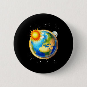 Mens Flat Earth Society Funny Conspiracy Space Glo 6 Cm Round Badge