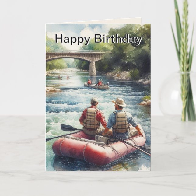 Mens Float on River Happy Birthday  Card (Front)