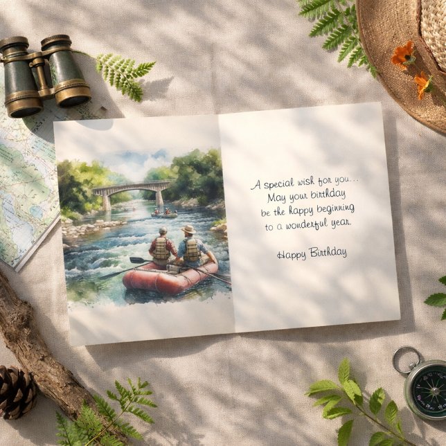 Mens Float on River Happy Birthday  Card (Creator Uploaded)