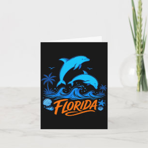 Mens florida dolphins playful ocean waves design card