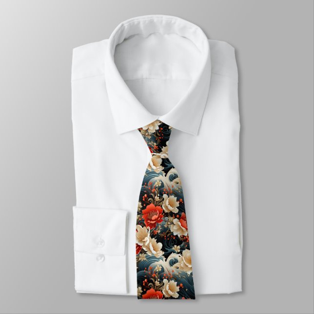Men's Flower Pattern Neck Tie (Tied)