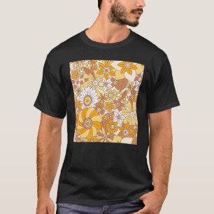 Mens flowers blossom 60s 70s retro style floral fl T-Shirt