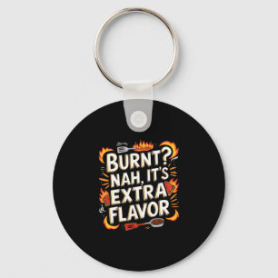 Mens food lover burnt extra flavour retro chef key ring