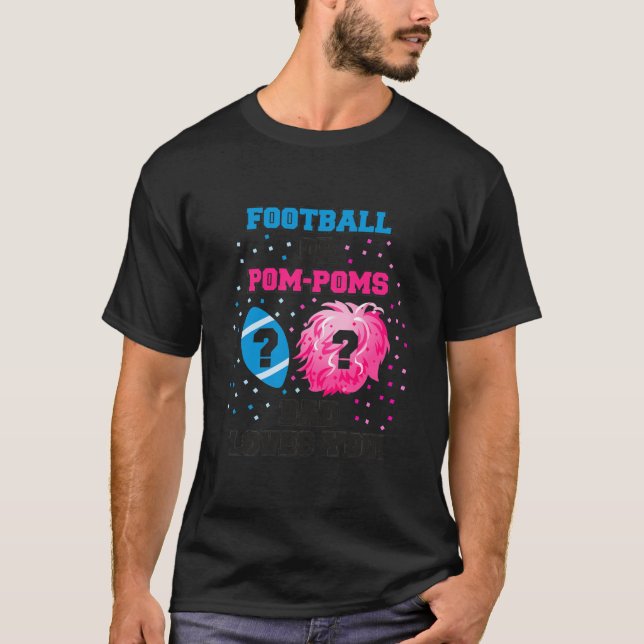 Mens Football or Pom Poms Gender Reveal Shirt Dad (Front)