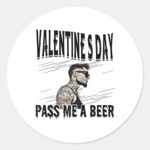 Mens For Anti Valentine’s Day Tattooed Single Man Classic Round Sticker