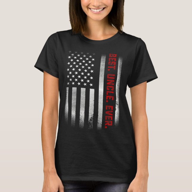 Mens  For Uncle  Best Uncle Ever Us Flag T-Shirt (Front)
