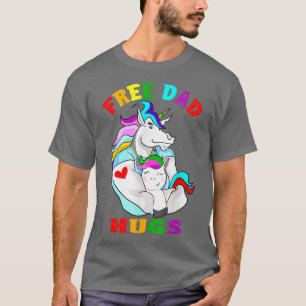 Mens Free Dad Hugs LGBT Gay Pride Month Rainbow T- T-Shirt