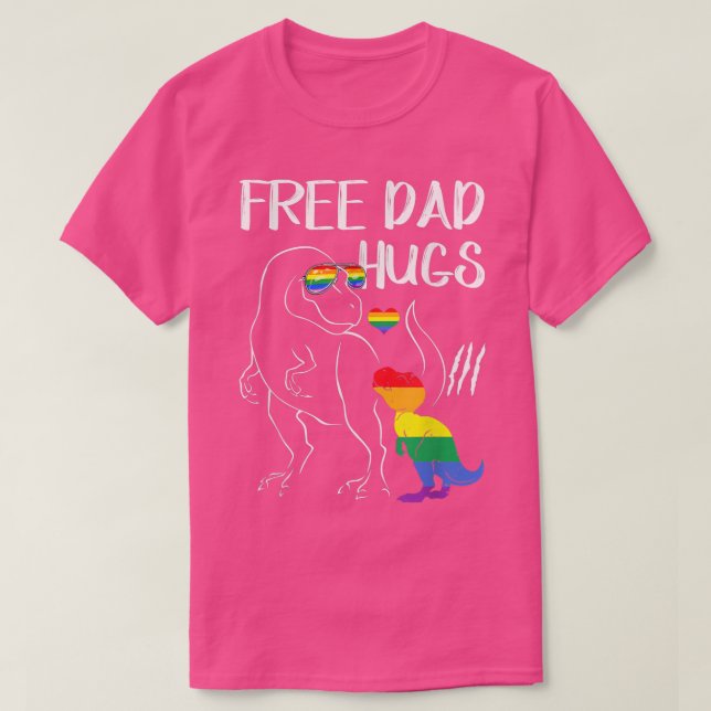 Mens Free Dad Hugs LGBT Pride Dad Dinosaur T Re Ra T-Shirt (Design Front)