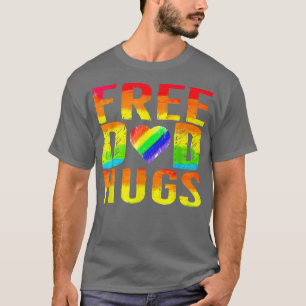 Mens Free Dad Hugs LGBT Pride Month Parades Rainbo T-Shirt