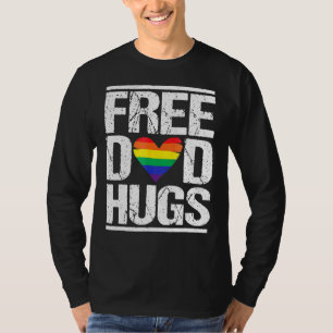 Mens Free Dad Hugs Lgbt Pride Rainbow Heart Stepfa T-Shirt