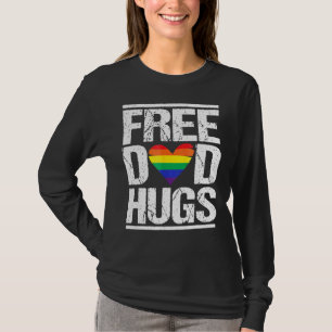 Mens Free Dad Hugs Lgbt Pride Rainbow Heart Stepfa T-Shirt