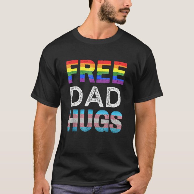 Mens Free Dad Hugs Lgbtq Gay Pride Month Proud All T-Shirt (Front)