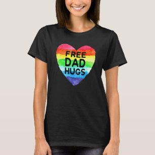 Mens Free Dad Hugs  Rainbow Heart Flag Gay Lgbt Pr T-Shirt