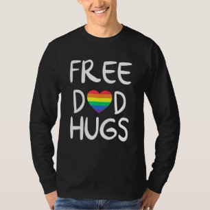 Mens Free Dad Hugs Rainbow Heart Flag Lgbt Gay Pri T-Shirt
