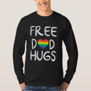 Mens Free Dad Hugs Rainbow Heart Flag Lgbt Gay Pri T-Shirt