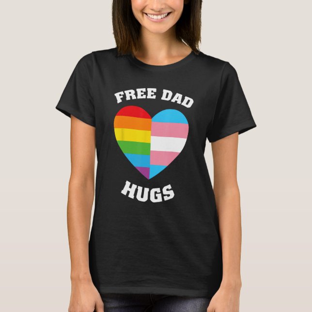 Mens FREE DAD HUGS Rainbow LGBT Flag Gay Pride T-Shirt (Front)