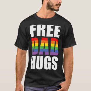 Mens Free Dad Hugs Rainbow Lgbt Pride Fathers Day T-Shirt
