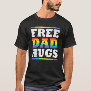 Mens Free Dad Hugs Rainbow Lgbt Pride Month Father T-Shirt