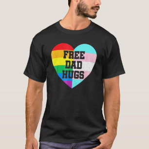 Mens Free Dad Hugs With Rainbow And Transgender Fl T-Shirt