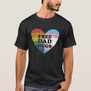 Mens Free Dad Hugs With Rainbow And Transgender Fl T-Shirt