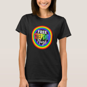 Mens Free Stepdad Hugs Gay  Lgbt Pride Month Fathe T-Shirt