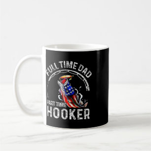 Mens Full Time Dad Part Time Funny Fishing Dad Coffee Mug