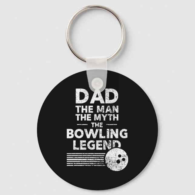 Mens Fun Bowling  For Dad  The Man The Myth  Key Ring (Front)