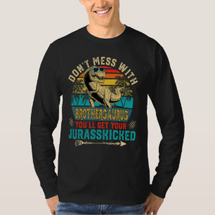 Mens Fun Distressed Brothersaurus Dinosaur Rex Fat T-Shirt