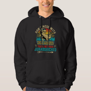 Mens Fun Distressed Single Dadsaurus Dinosaur Rex Hoodie