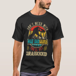 Mens Fun Distressed Single Dadsaurus Dinosaur Rex T-Shirt