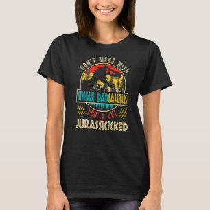 Mens Fun Distressed Single Dadsaurus Dinosaur Rex T-Shirt