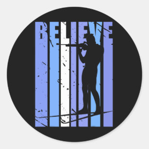 Mens Funky Mens Shooting Gun Biathlon Target Ski S Classic Round Sticker