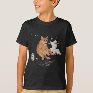 Mens Funny 2 Smoking Cats Drinking Beer Smoking T-Shirt