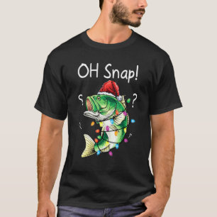 Mens Funny Bass Fishing Santa Oh Snap Christmas Fi T-Shirt