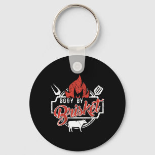Mens Funny Bbq Body By Brisket Grilling Or Smoking Key Ring