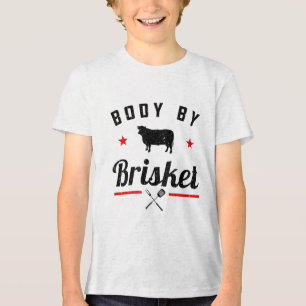 Mens Funny Bbq Body By Brisket Grilling Or Smoking Tri-Blend Shirt