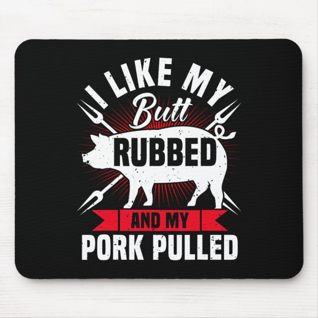 Mens Funny Bbq Grilling Pulled Pork  Mouse Mat (Front)