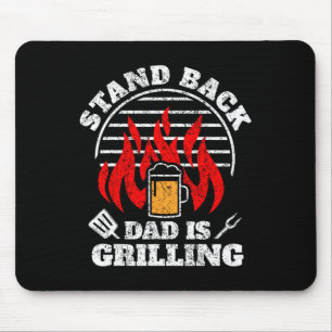 Mens Funny Bbq Smoker Stand Back Dad Is Grilling F Mouse Mat