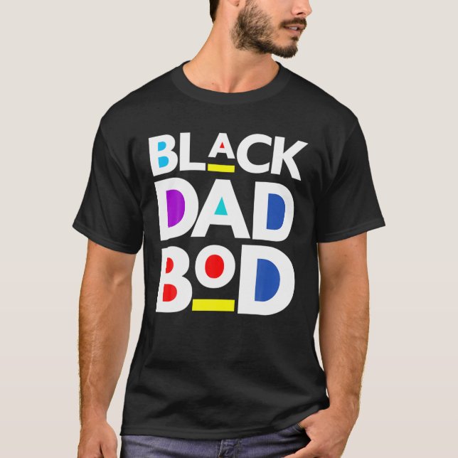 Mens Funny Black Dad Bod Fathers Workout Fit Exerc T-Shirt (Front)