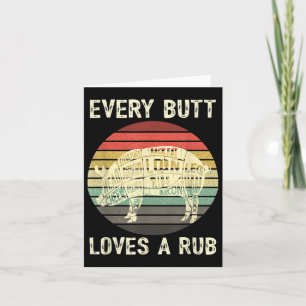Mens Funny Butt Loves Rub Meat Bbq Smoker Smoking  Card