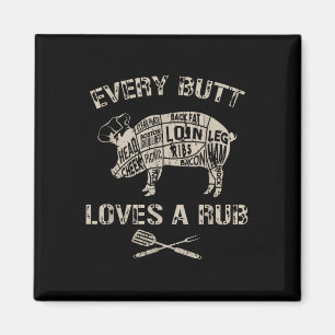 Mens Funny Butt Loves Rub Meat Bbq Smoker Smoking Magnet