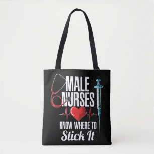 Mens Funny Carer Hospital Murse I Nurse Do you lov Tote Bag