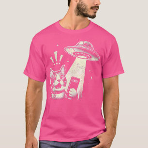 Mens Funny Cat Alien Ufo Encounter Sci-Fi T-Shirt