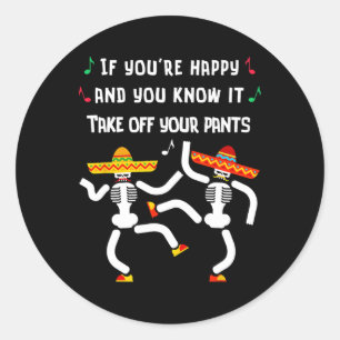 Men's Funny Cinco De Mayo Fiesta Sombrero Moustach Classic Round Sticker