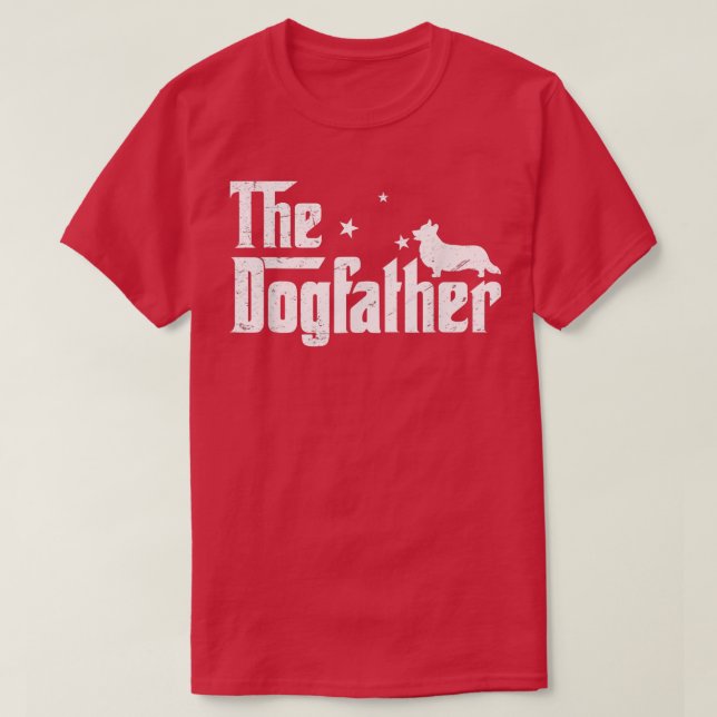 Mens Funny Corgi Dogfather Distressed Father's Day T-Shirt (Design Front)