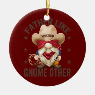 Mens Funny Cowboy Grandpa Father Gnome Pun For Ceramic Tree Decoration
